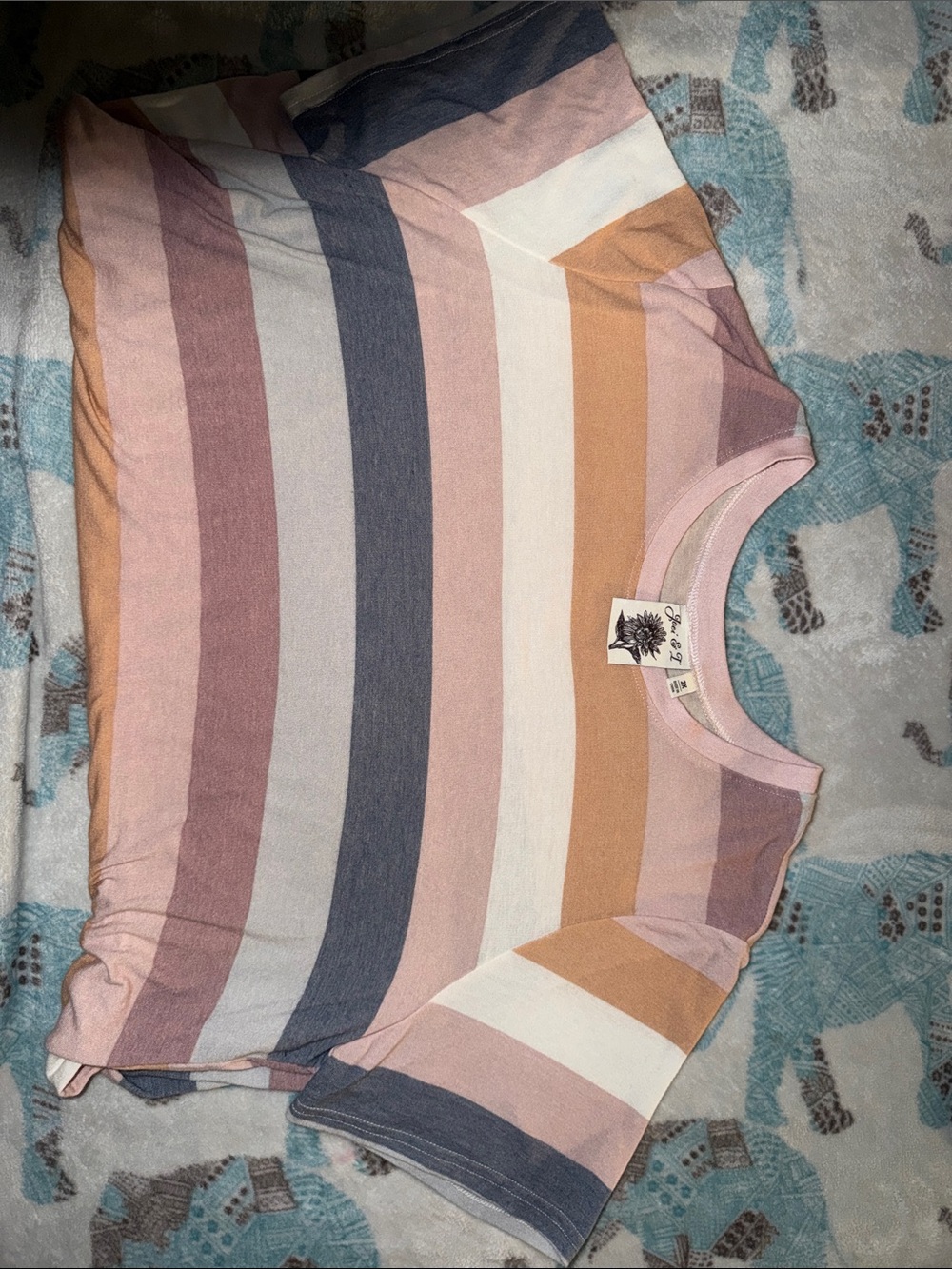 Striped Short-Sleeve Tee — Multicolor Pastel Stripes